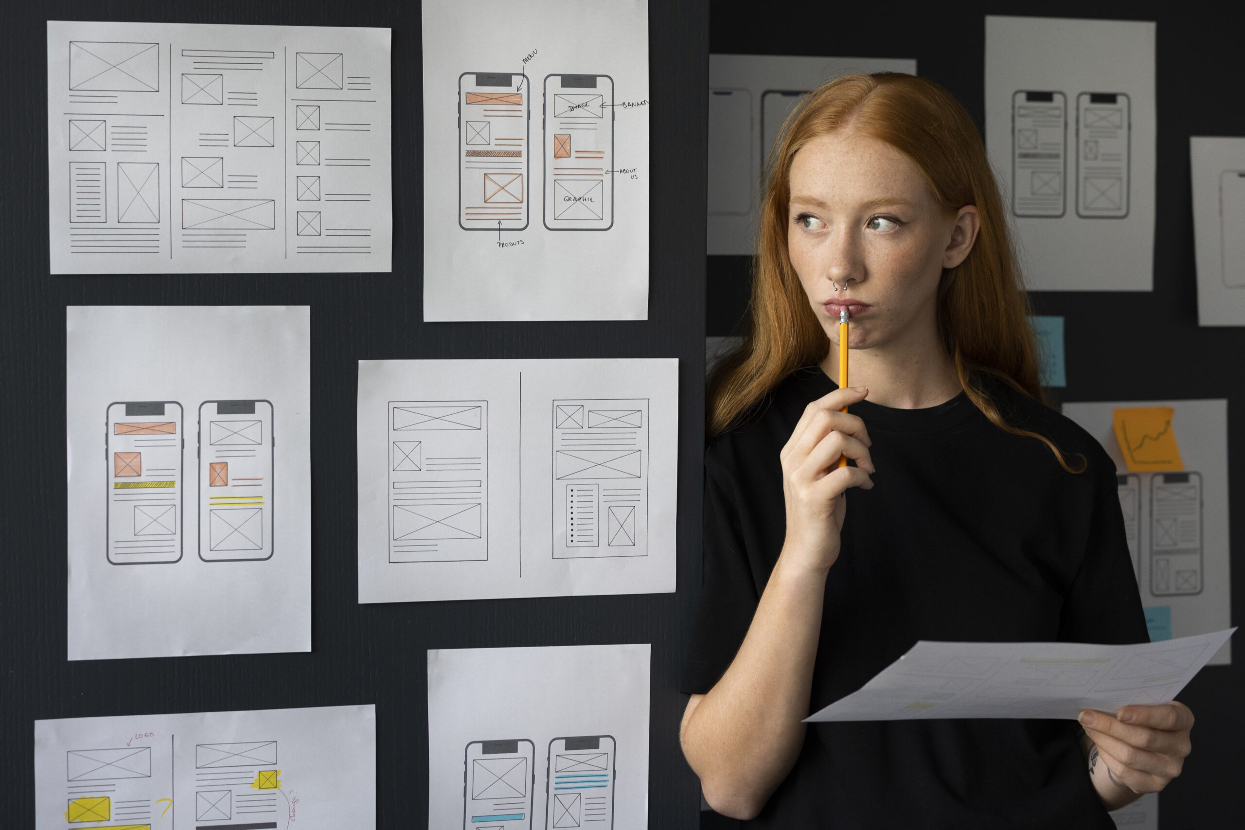 female-web-designer-taking-notes-office